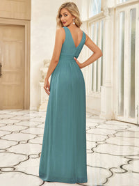 Elegant Double V-Neck Maxi Long Bridesmaid Dresses Bridesmaid Dresses Luxurious Weddings