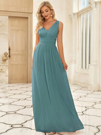 Elegant Double V-Neck Maxi Long Bridesmaid Dresses Bridesmaid Dresses Luxurious Weddings