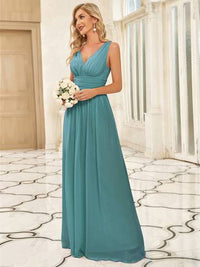 Elegant Double V-Neck Maxi Long Bridesmaid Dresses Bridesmaid Dresses Luxurious Weddings