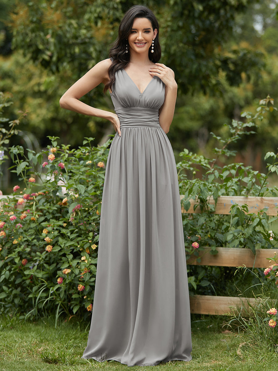 Elegant Double V-Neck Maxi Long Bridesmaid Dresses Bridesmaid Dresses Luxurious Weddings