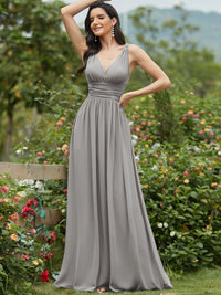 Elegant Double V-Neck Maxi Long Bridesmaid Dresses Bridesmaid Dresses Luxurious Weddings