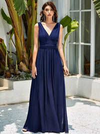 Elegant Double V-Neck Maxi Long Bridesmaid Dresses Bridesmaid Dresses Luxurious Weddings