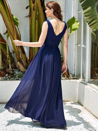 Elegant Double V-Neck Maxi Long Bridesmaid Dresses Bridesmaid Dresses Luxurious Weddings