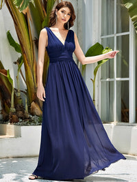 Elegant Double V-Neck Maxi Long Bridesmaid Dresses Bridesmaid Dresses Luxurious Weddings