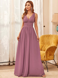 Elegant Double V-Neck Maxi Long Bridesmaid Dresses Bridesmaid Dresses Luxurious Weddings