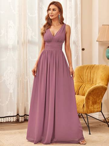 Double V-Neck Elegant Maxi Long Evening Dresses Evening Dress Luxurious Weddings