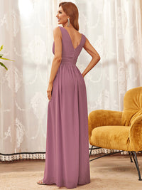 Elegant Double V-Neck Maxi Long Bridesmaid Dresses Bridesmaid Dresses Luxurious Weddings