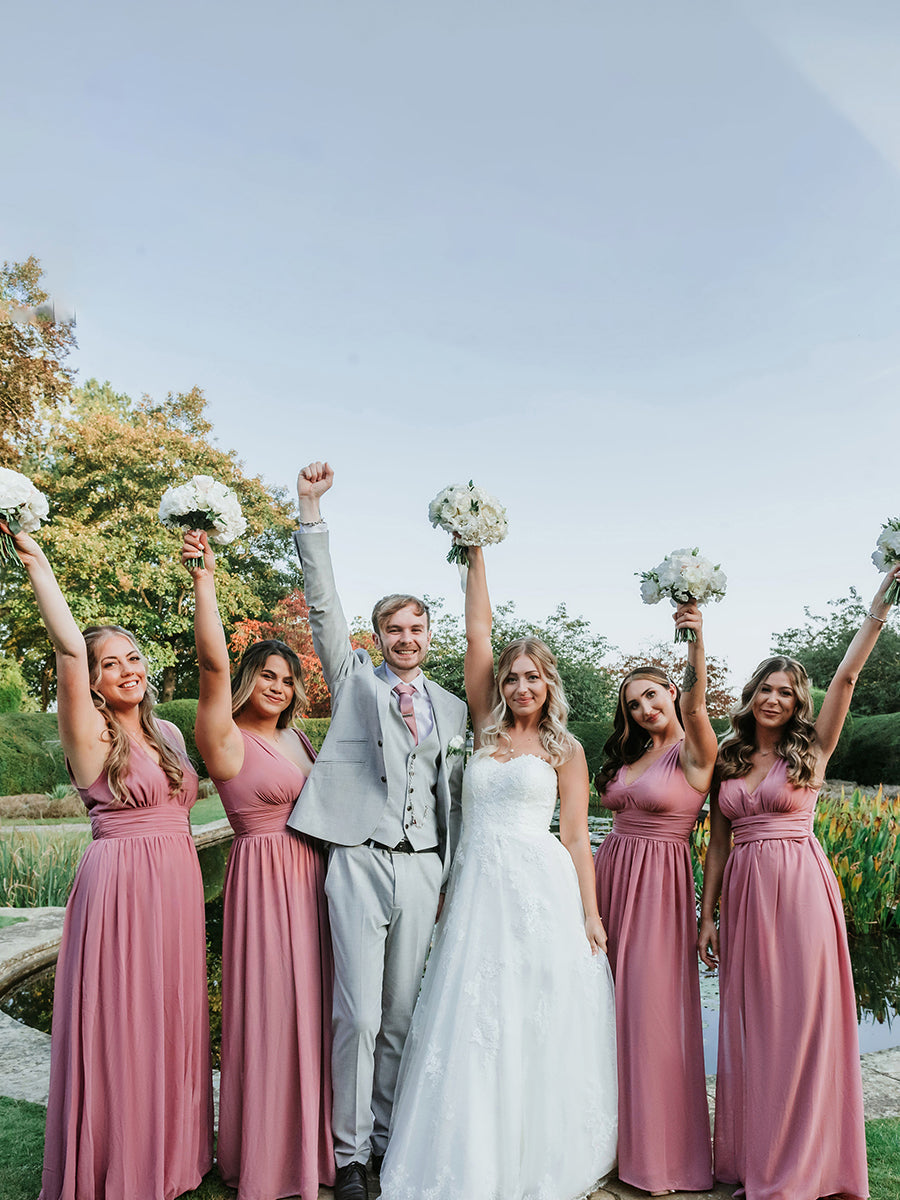 Elegant Double V-Neck Maxi Long Bridesmaid Dresses Bridesmaid Dresses Luxurious Weddings