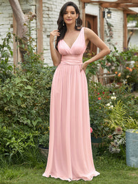 Elegant Double V-Neck Maxi Long Bridesmaid Dresses Bridesmaid Dresses Luxurious Weddings