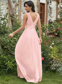Elegant Double V-Neck Maxi Long Bridesmaid Dresses Bridesmaid Dresses Luxurious Weddings