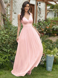 Elegant Double V-Neck Maxi Long Bridesmaid Dresses Bridesmaid Dresses Luxurious Weddings