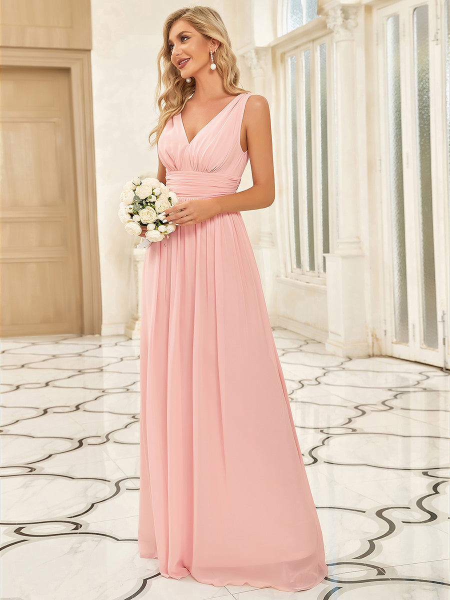 Elegant Double V-Neck Maxi Long Bridesmaid Dresses Bridesmaid Dresses Luxurious Weddings