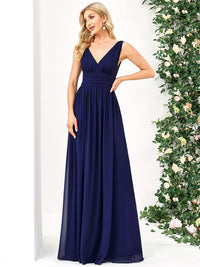 Elegant Double V-Neck Maxi Long Bridesmaid Dresses Bridesmaid Dresses Luxurious Weddings