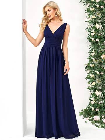 Double V-Neck Elegant Maxi Long Evening Dresses Evening Dress Luxurious Weddings