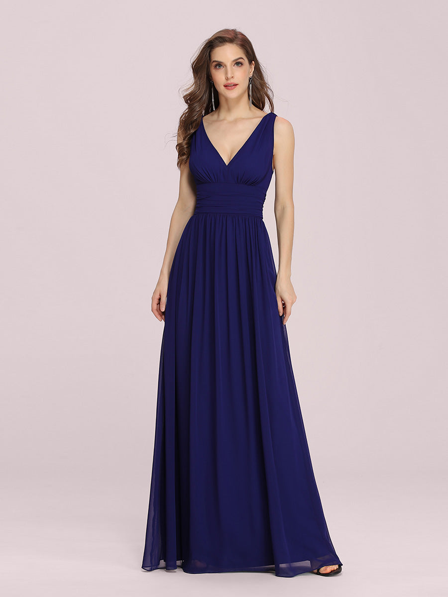 Elegant Double V-Neck Maxi Long Bridesmaid Dresses Bridesmaid Dresses Luxurious Weddings