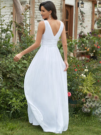 Elegant Double V-Neck Maxi Long Bridesmaid Dresses Bridesmaid Dresses Luxurious Weddings