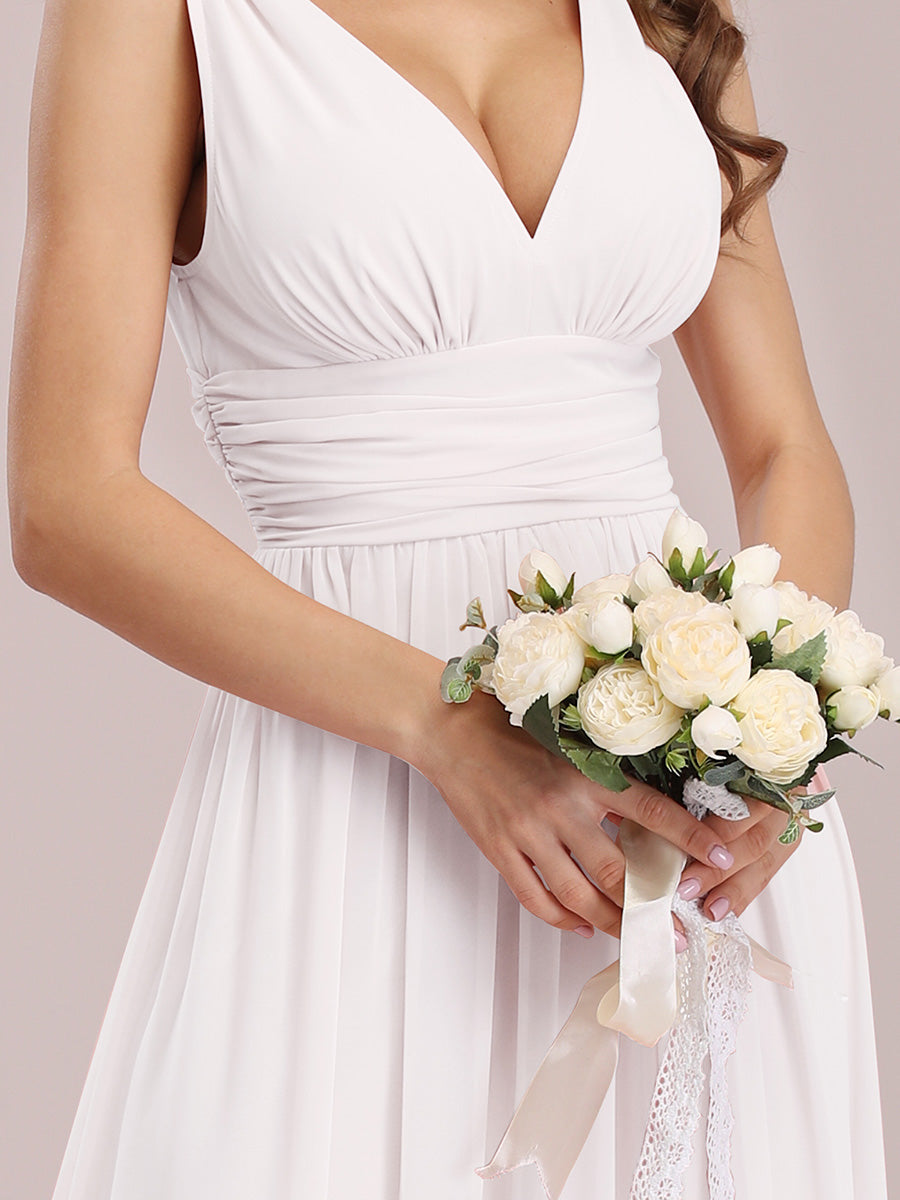 Elegant Double V-Neck Maxi Long Bridesmaid Dresses Bridesmaid Dresses Luxurious Weddings
