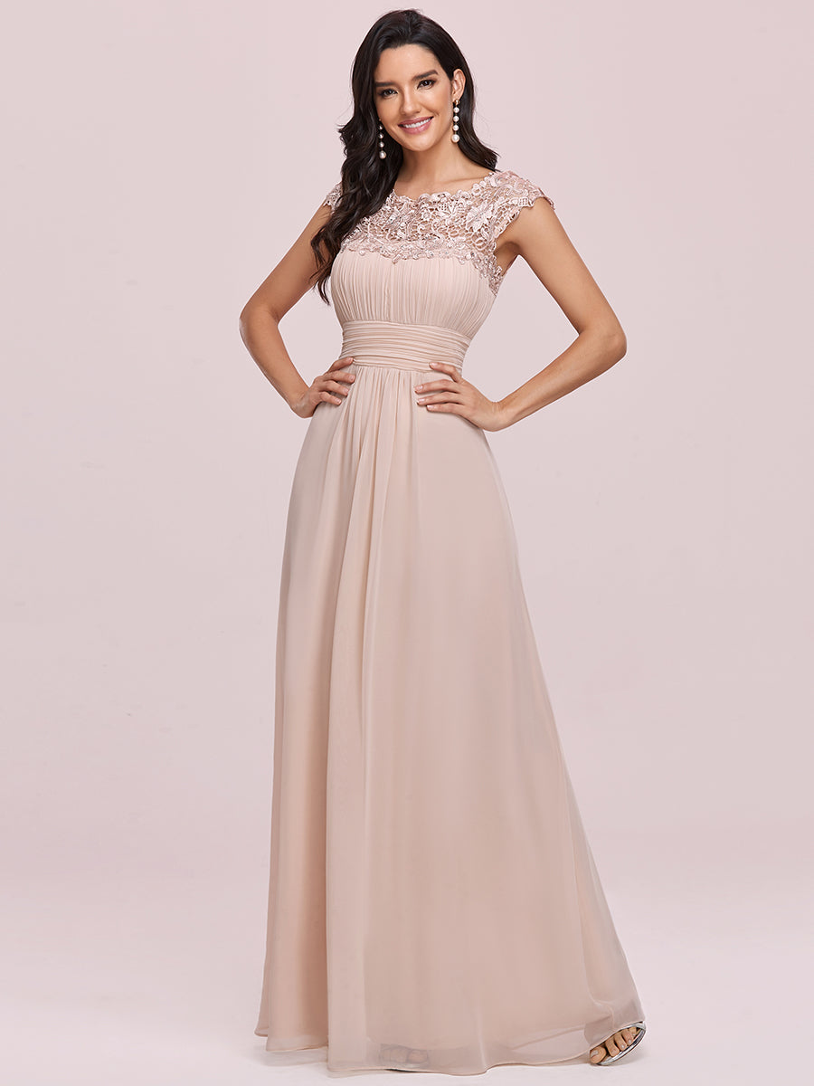Lace Neckline Ruched Chiffon Bridesmaid Dress Bridesmaid Dresses Luxurious Weddings