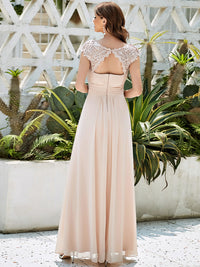 Lace Neckline Ruched Chiffon Bridesmaid Dress Bridesmaid Dresses Luxurious Weddings