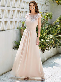 Lace Neckline Ruched Chiffon Bridesmaid Dress Bridesmaid Dresses Luxurious Weddings