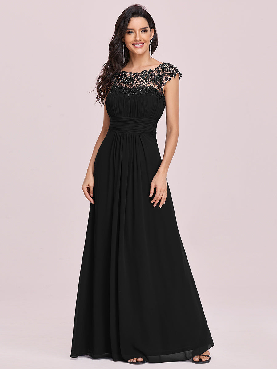 Lace Neckline Ruched Chiffon Bridesmaid Dress Bridesmaid Dresses Luxurious Weddings