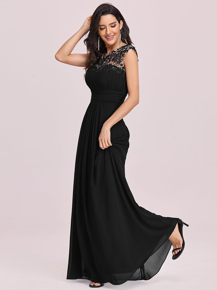 Lace Neckline Ruched Chiffon Bridesmaid Dress Bridesmaid Dresses Luxurious Weddings