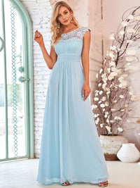 Lace Neckline Ruched Chiffon Bridesmaid Dress Bridesmaid Dresses Luxurious Weddings