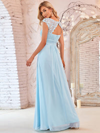 Lace Neckline Ruched Chiffon Bridesmaid Dress Bridesmaid Dresses Luxurious Weddings