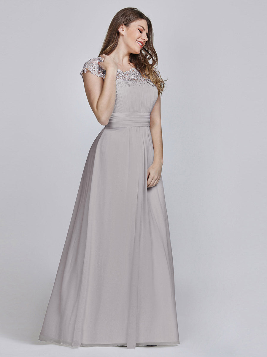 Lace Neckline Ruched Chiffon Bridesmaid Dress Bridesmaid Dresses Luxurious Weddings