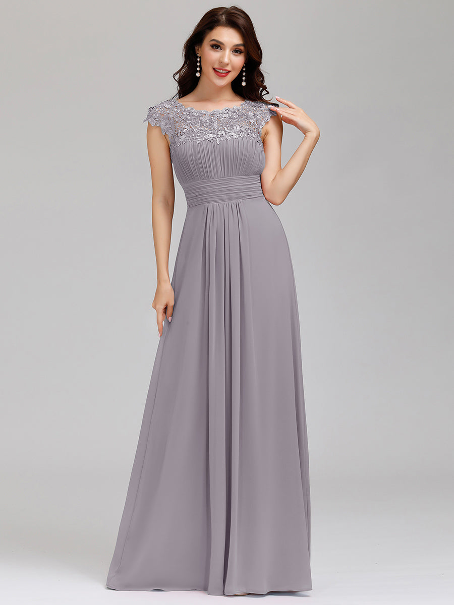 Lace Neckline Ruched Chiffon Bridesmaid Dress Bridesmaid Dresses Luxurious Weddings