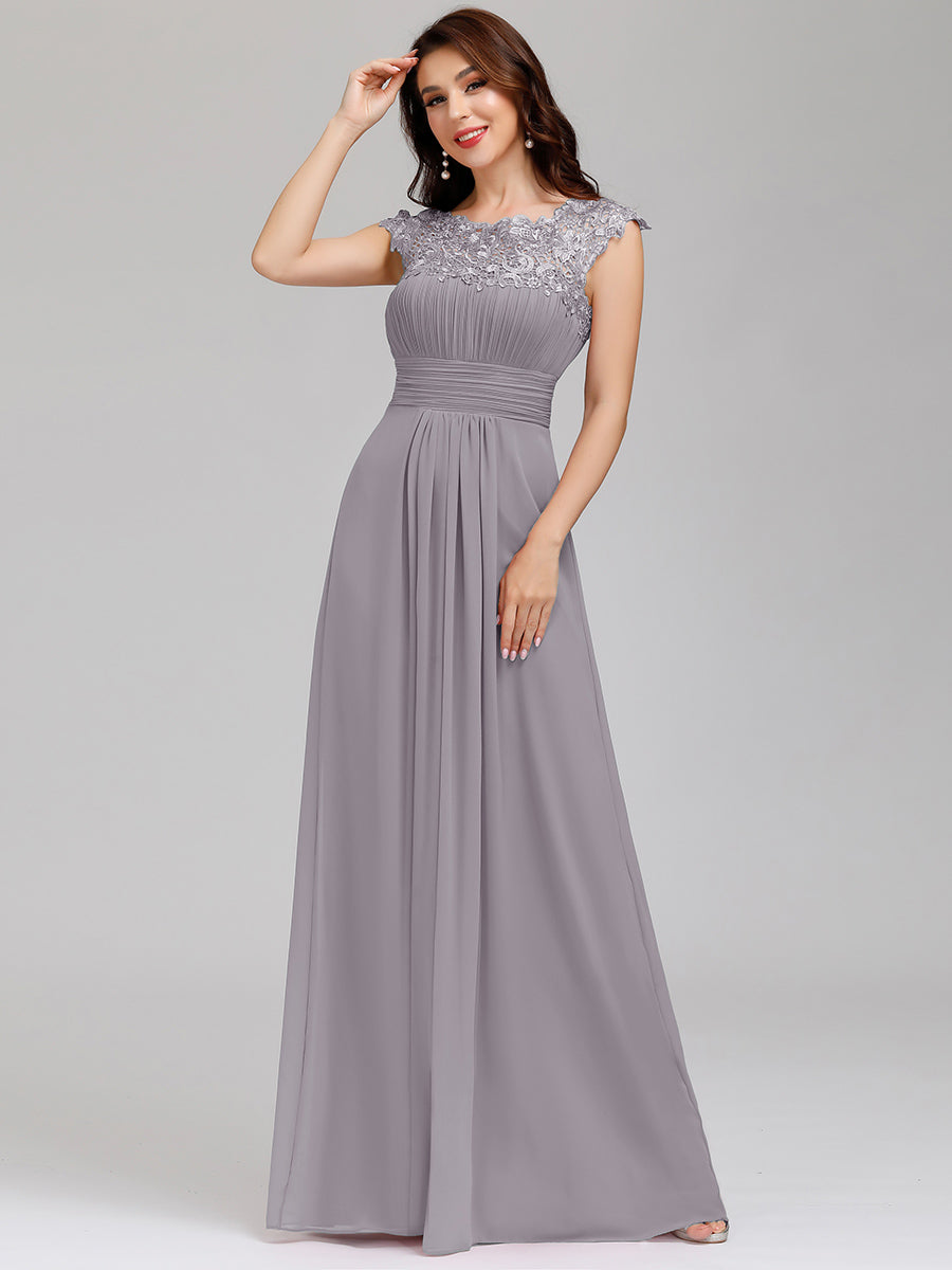 Lace Neckline Ruched Chiffon Bridesmaid Dress Bridesmaid Dresses Luxurious Weddings