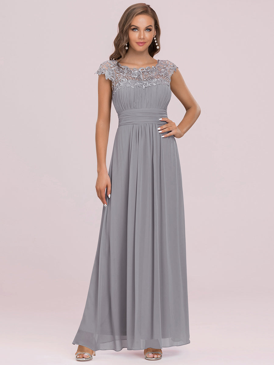 Lace Neckline Ruched Chiffon Bridesmaid Dress Bridesmaid Dresses Luxurious Weddings