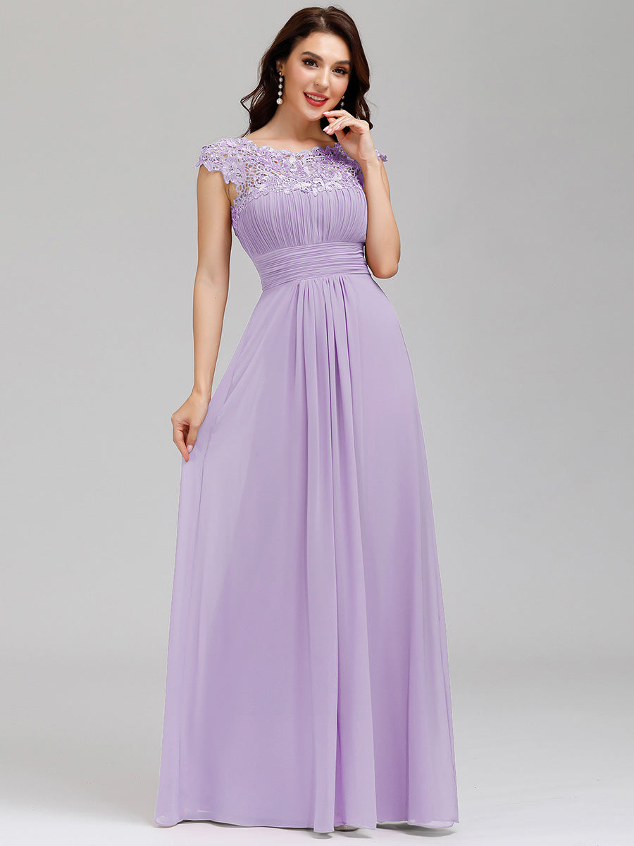 Lace Neckline Ruched Chiffon Bridesmaid Dress Bridesmaid Dresses Luxurious Weddings