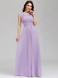 Lace Neckline Ruched Chiffon Bridesmaid Dress Bridesmaid Dresses Luxurious Weddings