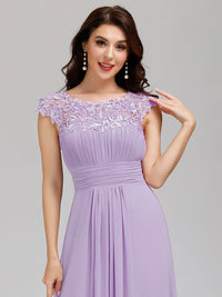 Lace Neckline Ruched Chiffon Bridesmaid Dress Bridesmaid Dresses Luxurious Weddings