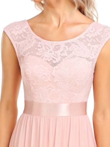 V Back Belted Lace & Chiffon Bridesmaid Dresses Bridesmaid Dresses Luxurious Weddings