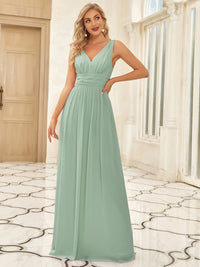 Elegant Double V-Neck Maxi Long Bridesmaid Dresses Bridesmaid Dresses Luxurious Weddings