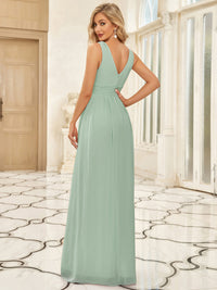 Elegant Double V-Neck Maxi Long Bridesmaid Dresses Bridesmaid Dresses Luxurious Weddings