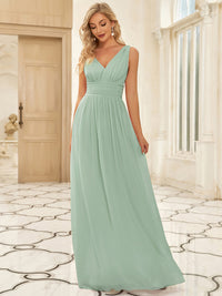 Elegant Double V-Neck Maxi Long Bridesmaid Dresses Bridesmaid Dresses Luxurious Weddings