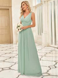 Elegant Double V-Neck Maxi Long Bridesmaid Dresses Bridesmaid Dresses Luxurious Weddings
