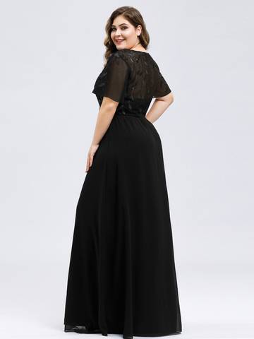 Plus Size Floral Sequin Evening Dresses With Cap Sleeve Plus Size Luxurious Weddings