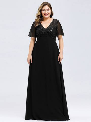 Plus Size Floral Sequin Evening Dresses With Cap Sleeve Plus Size Luxurious Weddings