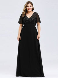 Plus Size Floral Sequin Evening Dresses With Cap Sleeve Plus Size Luxurious Weddings