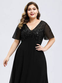Plus Size Floral Sequin Evening Dresses With Cap Sleeve Plus Size Luxurious Weddings