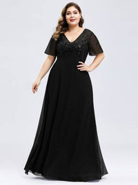 Plus Size Floral Sequin Evening Dresses With Cap Sleeve Plus Size Luxurious Weddings