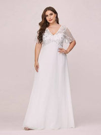 Plus Size Floral Sequin Evening Dresses With Cap Sleeve Plus Size Luxurious Weddings