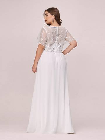 Plus Size Floral Sequin Evening Dresses With Cap Sleeve Plus Size Luxurious Weddings