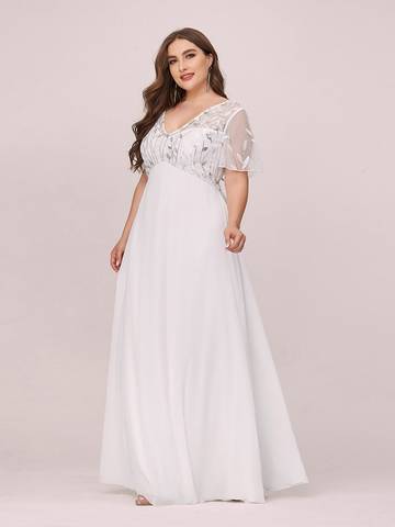 Plus Size Floral Sequin Evening Dresses With Cap Sleeve Plus Size Luxurious Weddings