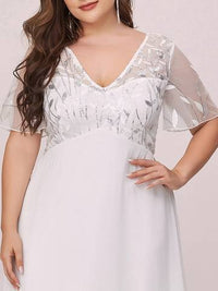 Plus Size Floral Sequin Evening Dresses With Cap Sleeve Plus Size Luxurious Weddings