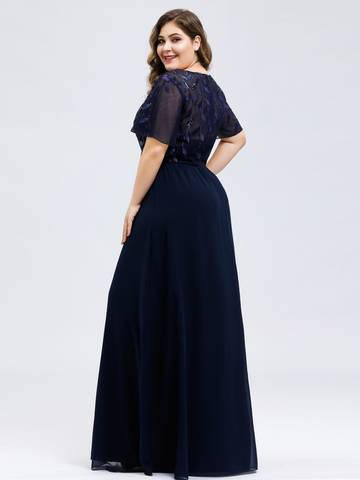 Plus Size Floral Sequin Evening Dresses With Cap Sleeve Plus Size Luxurious Weddings